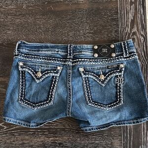 Miss Me Denim Shorts with Silver Accents